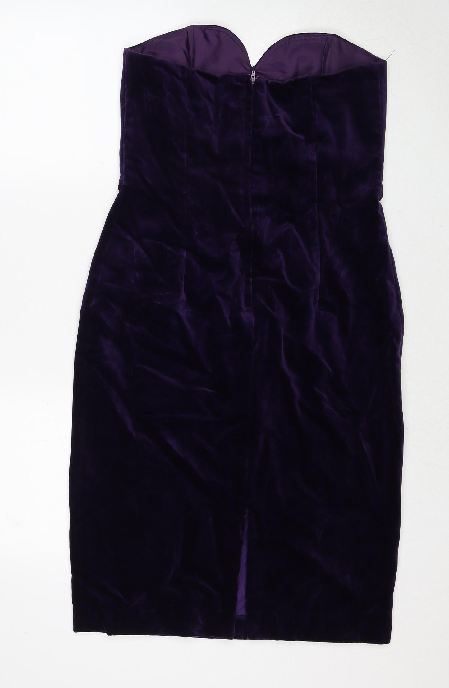 Tharilla Womens Purple Cotton Bodycon Size 14 Sweetheart Zip