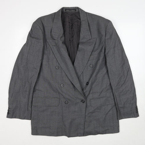 Marco Cappelli Mens Grey Geometric Polyester Jacket Suit Jacket Size 40 Regular