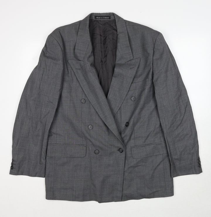 Marco Cappelli Mens Grey Geometric Polyester Jacket Suit Jacket Size 40 Regular