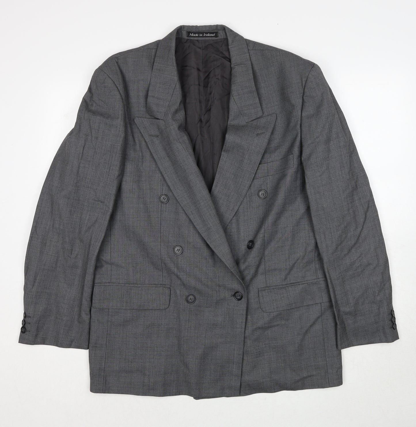 Marco Cappelli Mens Grey Geometric Polyester Jacket Suit Jacket Size 40 Regular