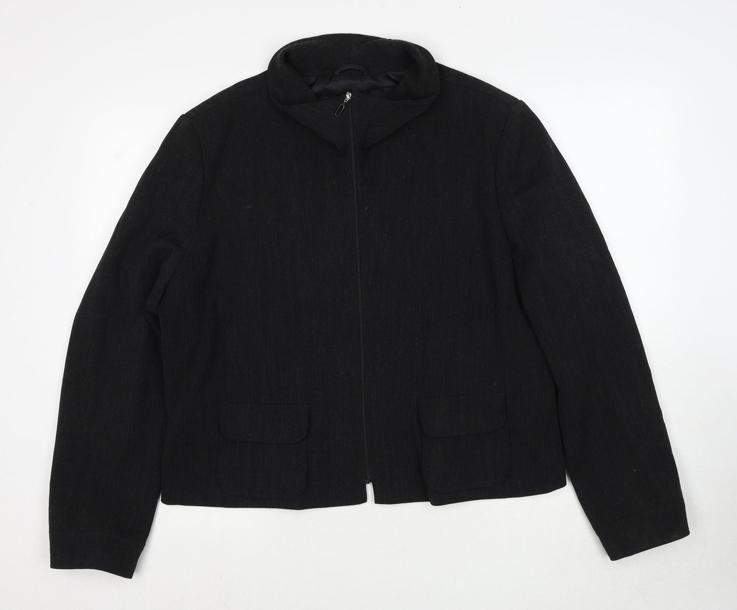 La Strada Womens Black Jacket Size 16 Zip
