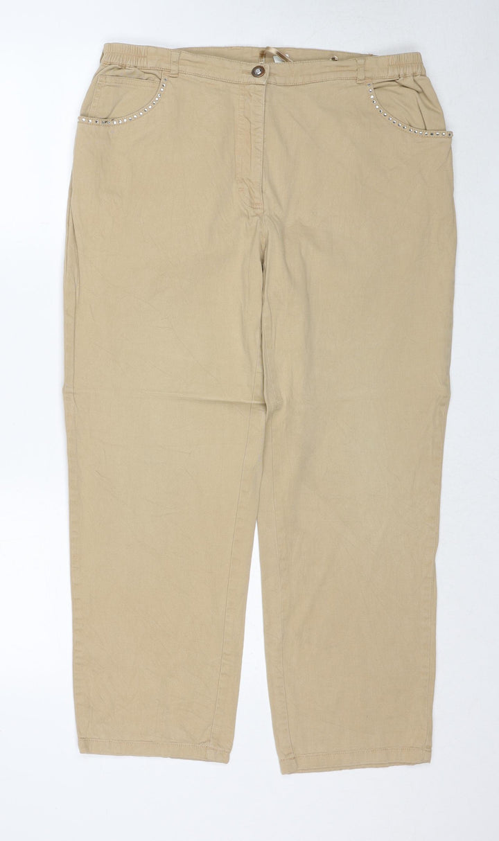 Atelier Womens Beige Cotton Straight Jeans Size 34 in Regular Zip