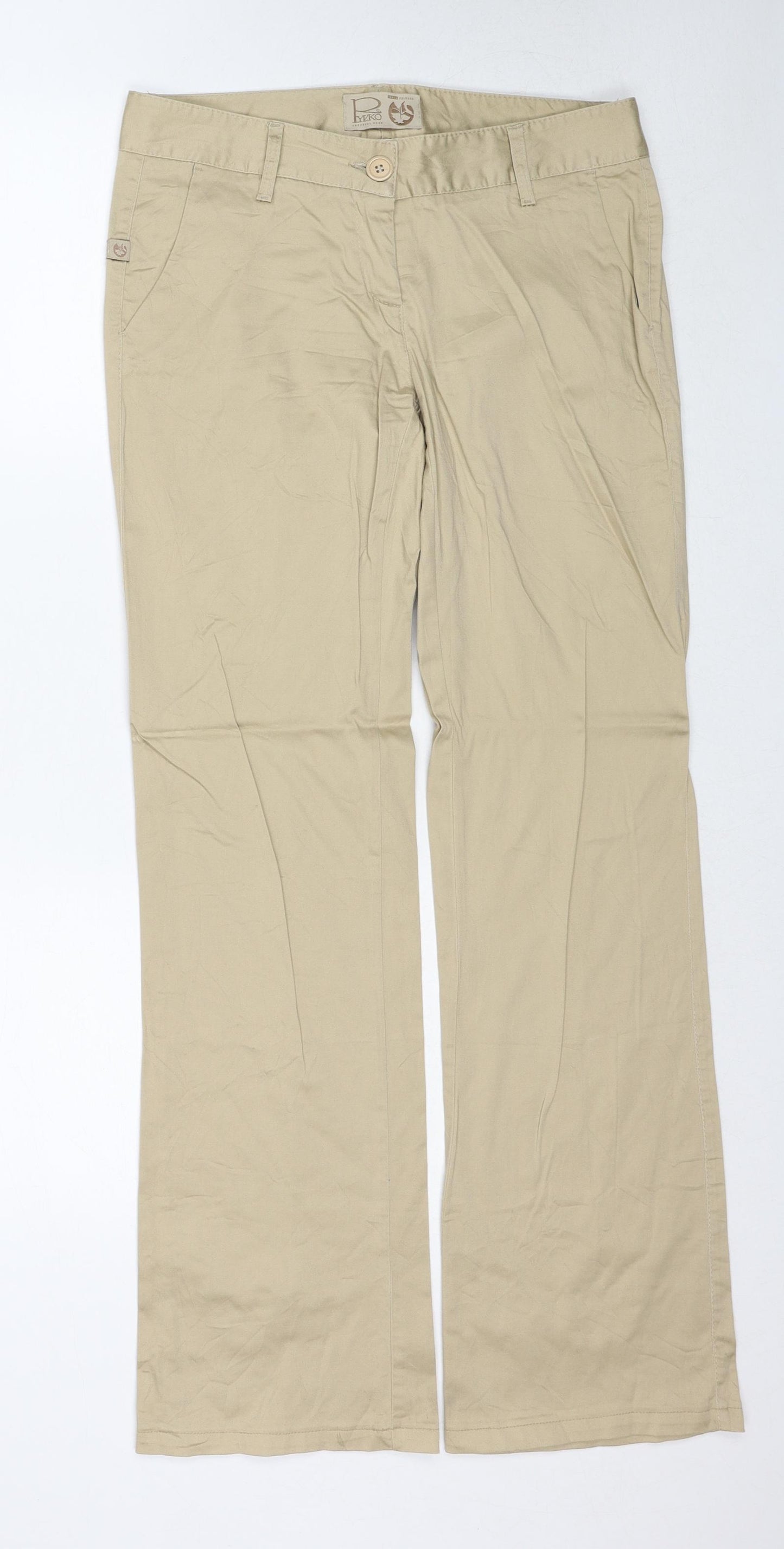 Ryiko Womens Beige Cotton Trousers Size 29 L30 in Regular Zip