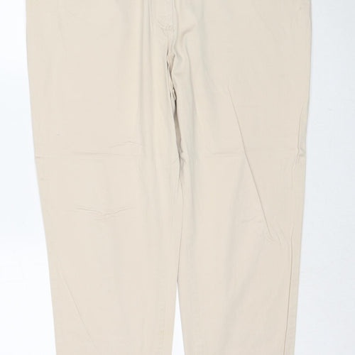 Pioneer Womens Beige Cotton Trousers Size 48 in L29 in Regular Zip