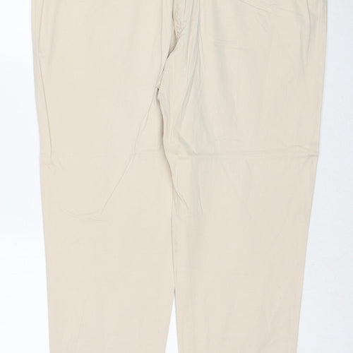 Pioneer Womens Beige Cotton Trousers Size 48 in L29 in Regular Zip