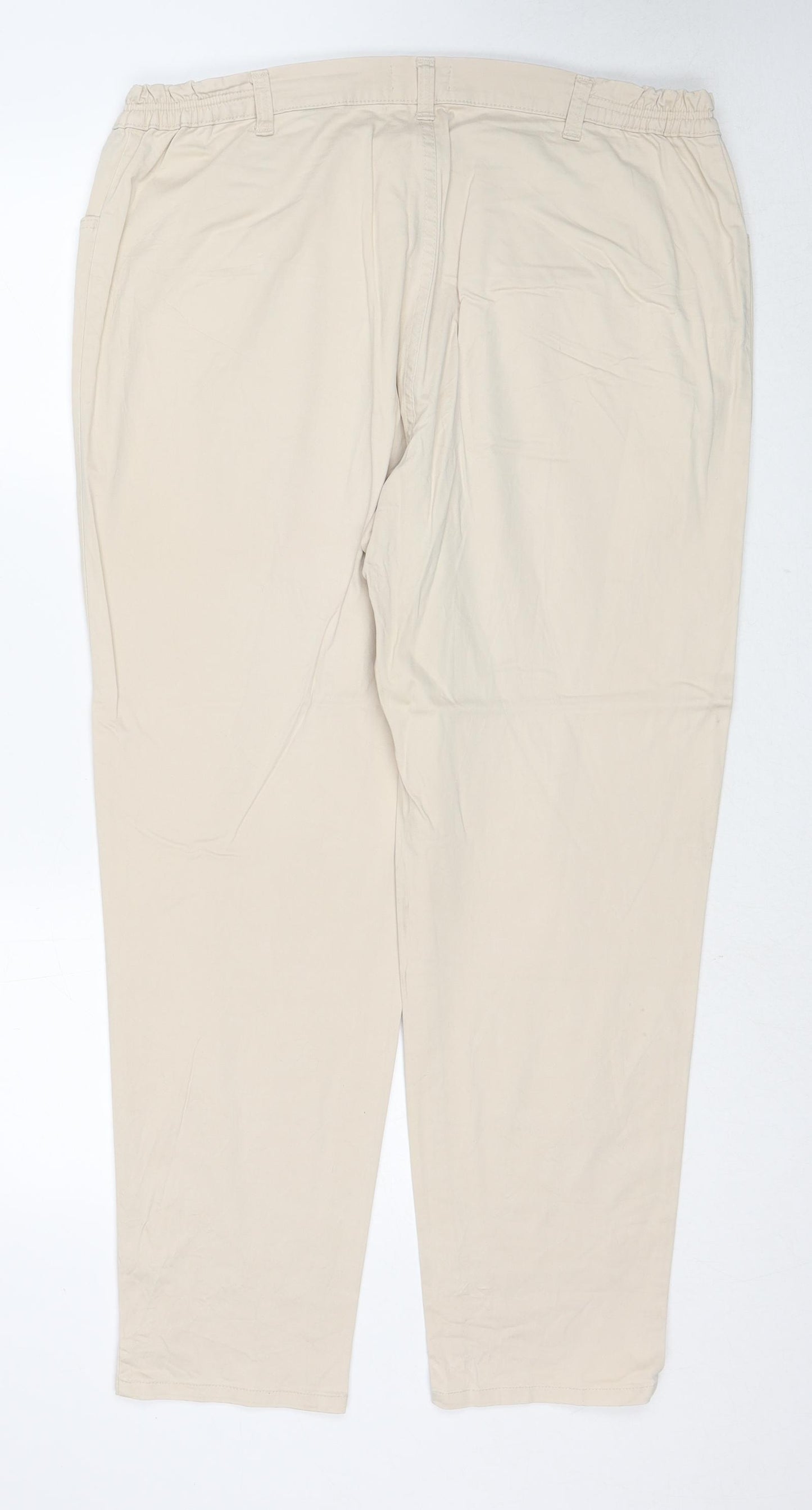 Pioneer Womens Beige Cotton Trousers Size 48 in L29 in Regular Zip