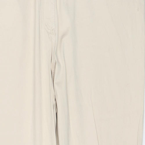 Pioneer Womens Beige Cotton Trousers Size 48 in L29 in Regular Zip