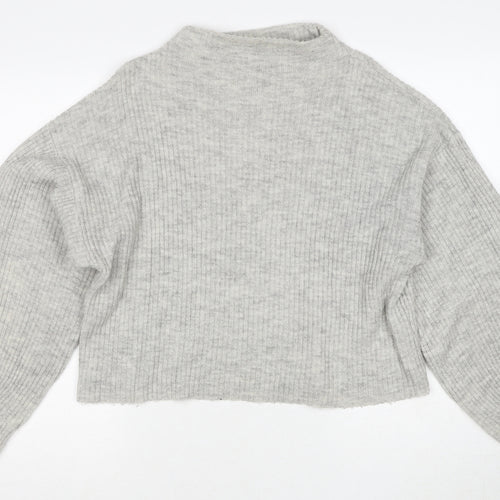 New Look Womens Grey Round Neck Acrylic Pullover Jumper Size M