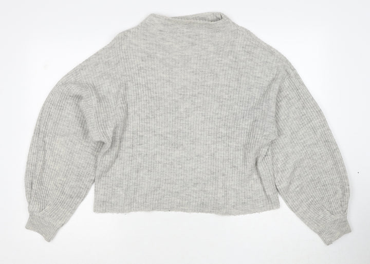 New Look Womens Grey Round Neck Acrylic Pullover Jumper Size M