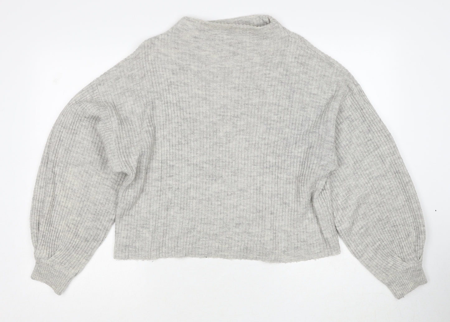 New Look Womens Grey Round Neck Acrylic Pullover Jumper Size M