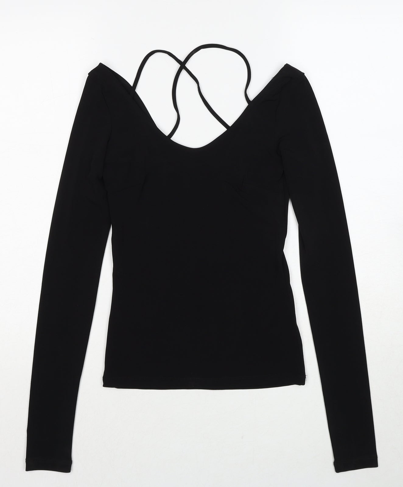 H&M Womens Black Polyester Basic T-Shirt Size 8 Round Neck