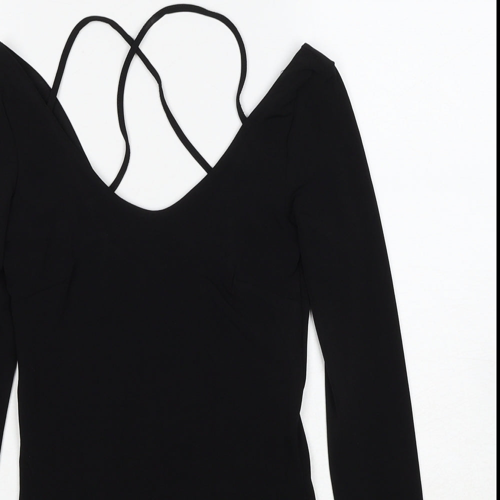 H&M Womens Black Polyester Basic T-Shirt Size 8 Round Neck