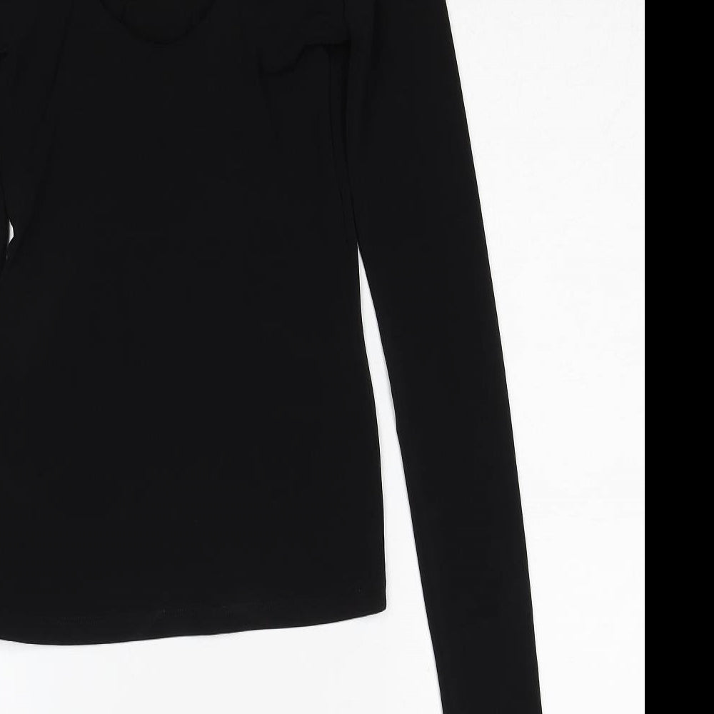 H&M Womens Black Polyester Basic T-Shirt Size 8 Round Neck