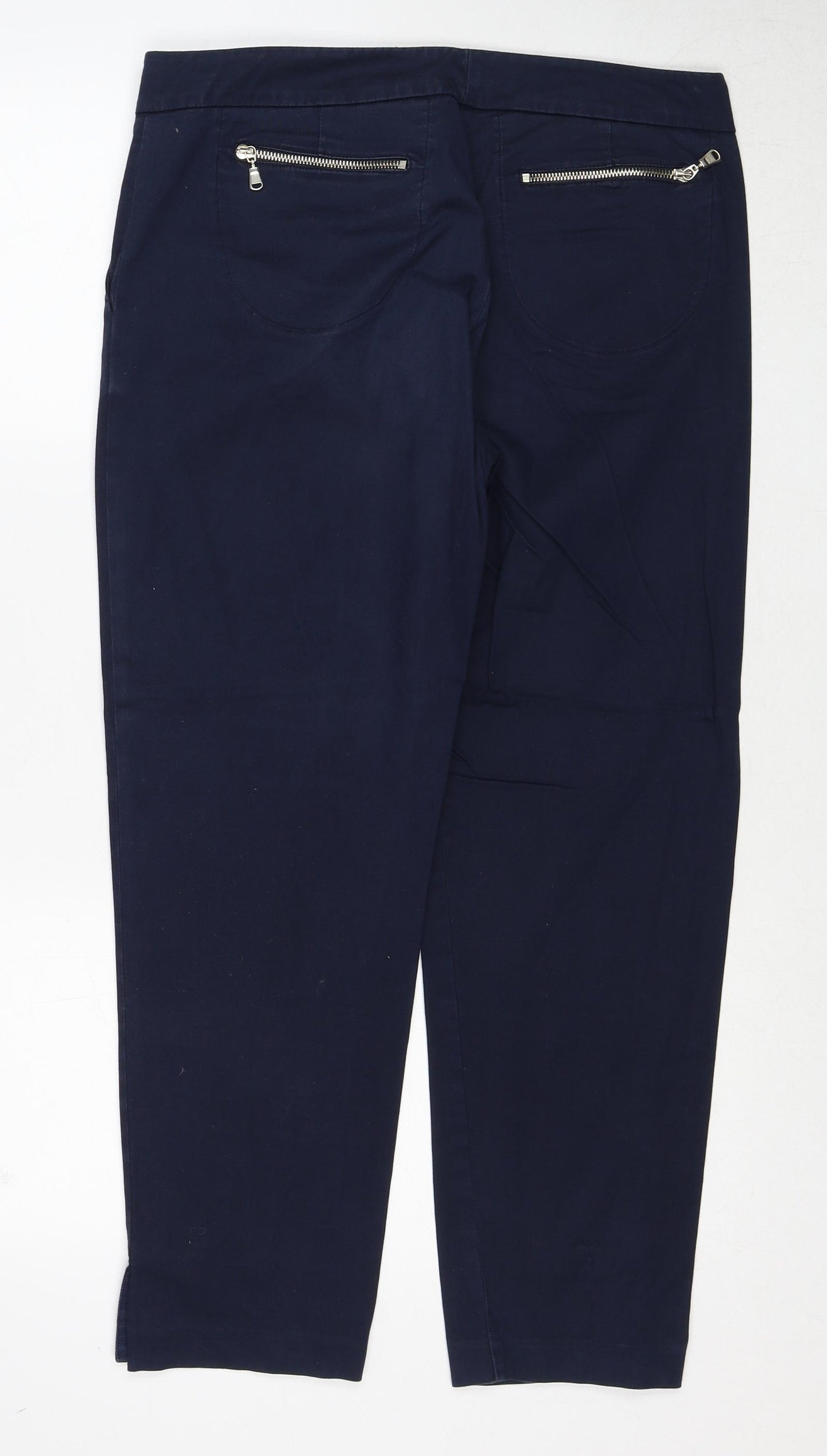 Domina Womens Blue Cotton Trousers Size 12 Regular Zip