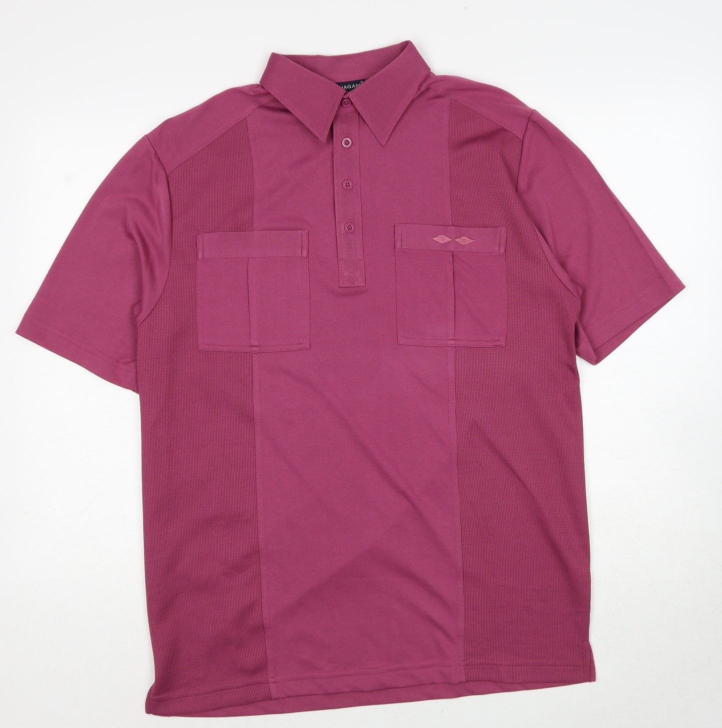 Tom Hagan Mens Purple Polyester Polo Size M Collared Button