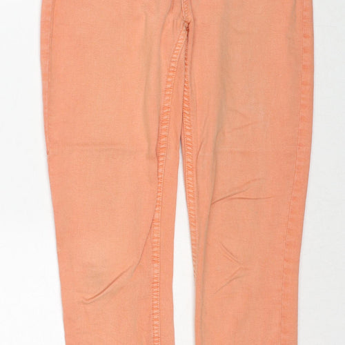 Marks and Spencer Womens Orange Cotton Skinny Jeans Size 8 Regular Zip