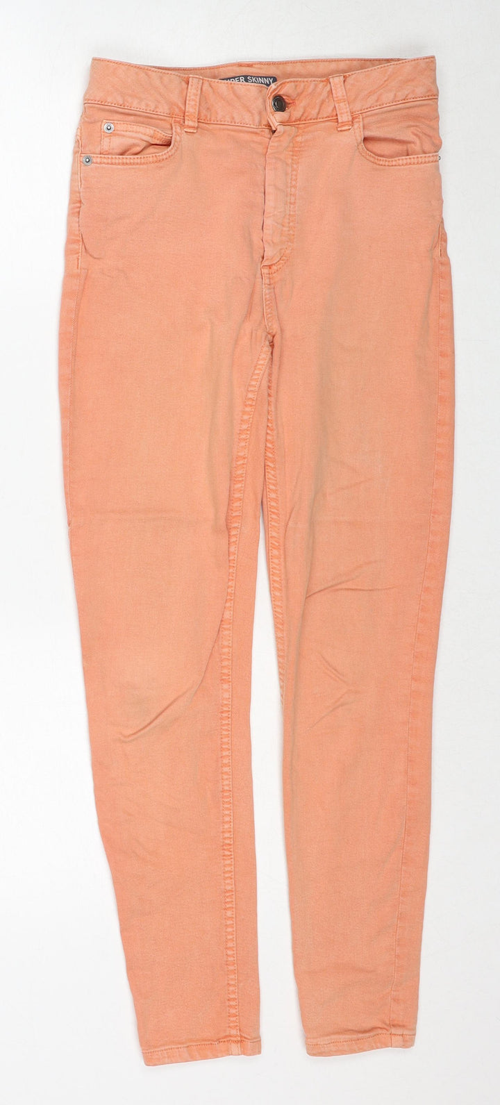 Marks and Spencer Womens Orange Cotton Skinny Jeans Size 8 Regular Zip