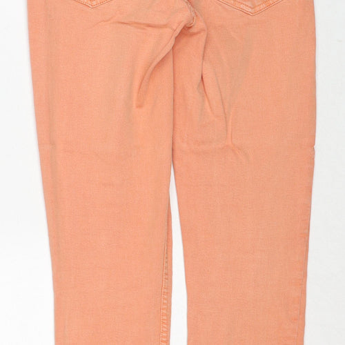Marks and Spencer Womens Orange Cotton Skinny Jeans Size 8 Regular Zip