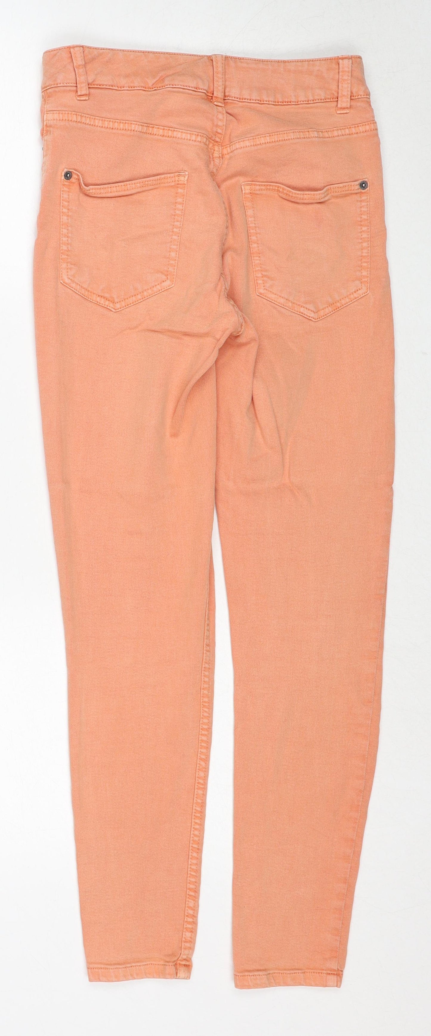 Marks and Spencer Womens Orange Cotton Skinny Jeans Size 8 Regular Zip