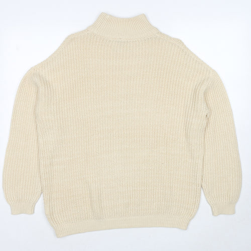 Divided by H&M Womens Beige Round Neck Acrylic Pullover Jumper Size XS
