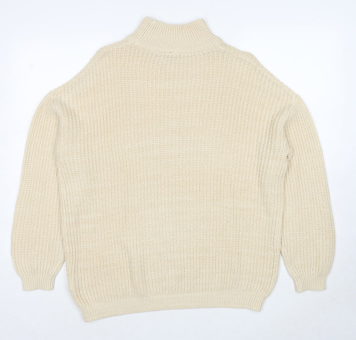 Divided by H&M Womens Beige Round Neck Acrylic Pullover Jumper Size XS