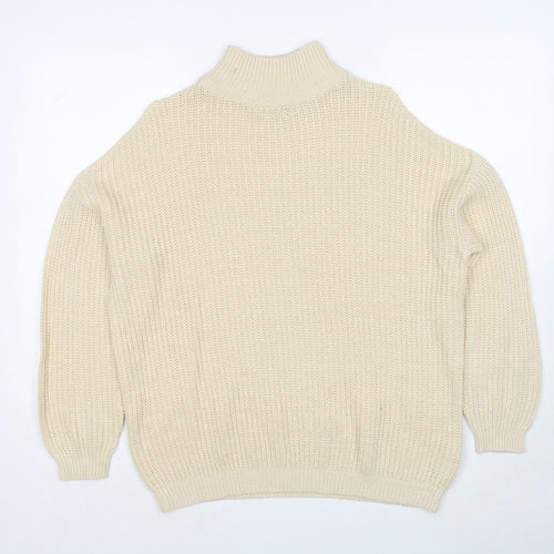 Divided by H&M Womens Beige Round Neck Acrylic Pullover Jumper Size XS