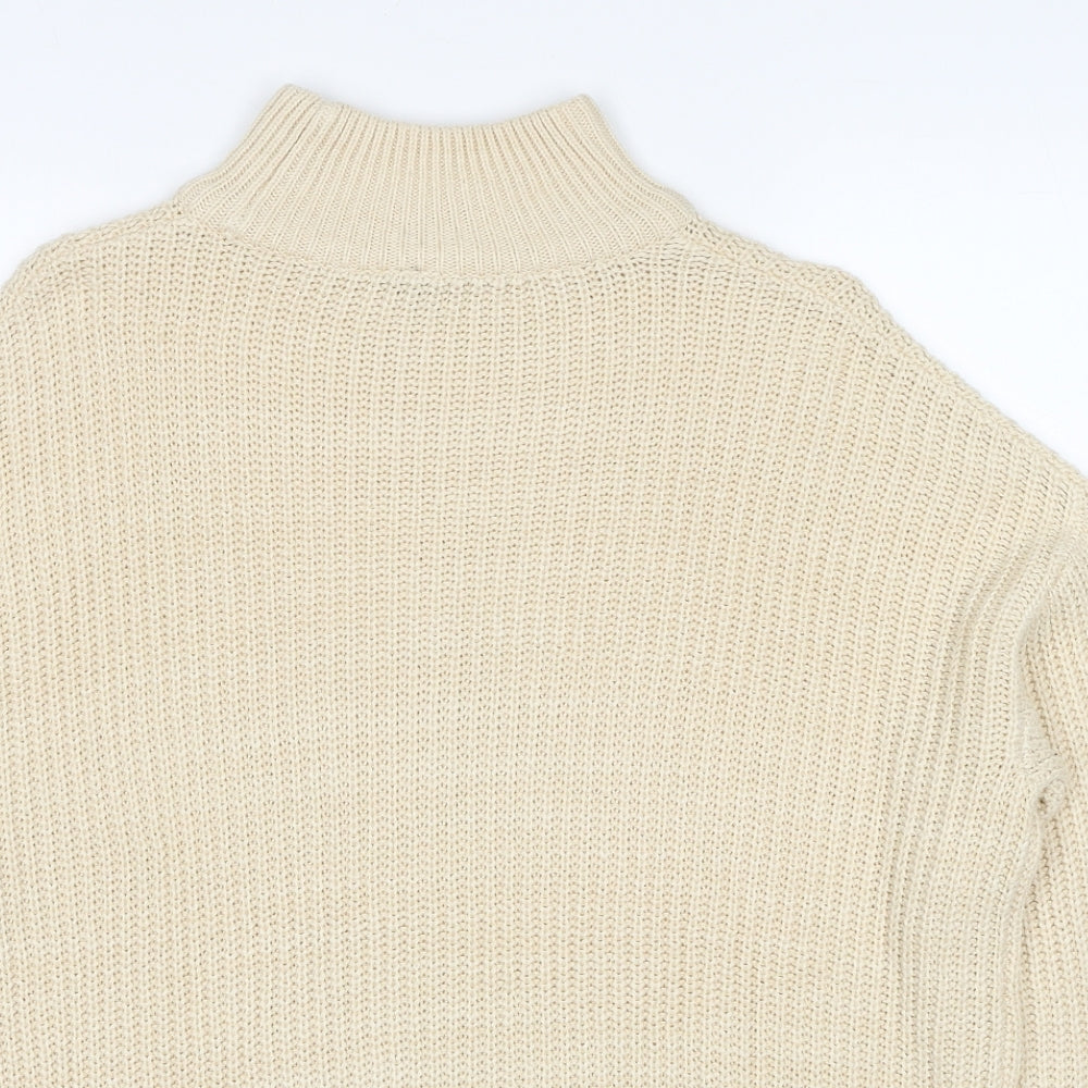 Divided by H&M Womens Beige Round Neck Acrylic Pullover Jumper Size XS