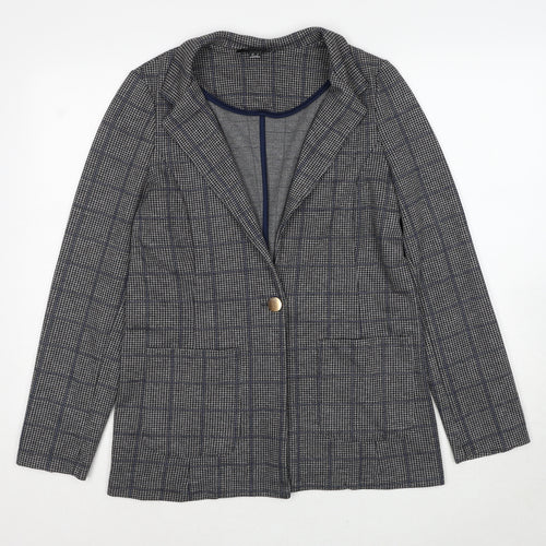 Cortefiel Womens Black Geometric Jacket Blazer Size M Button