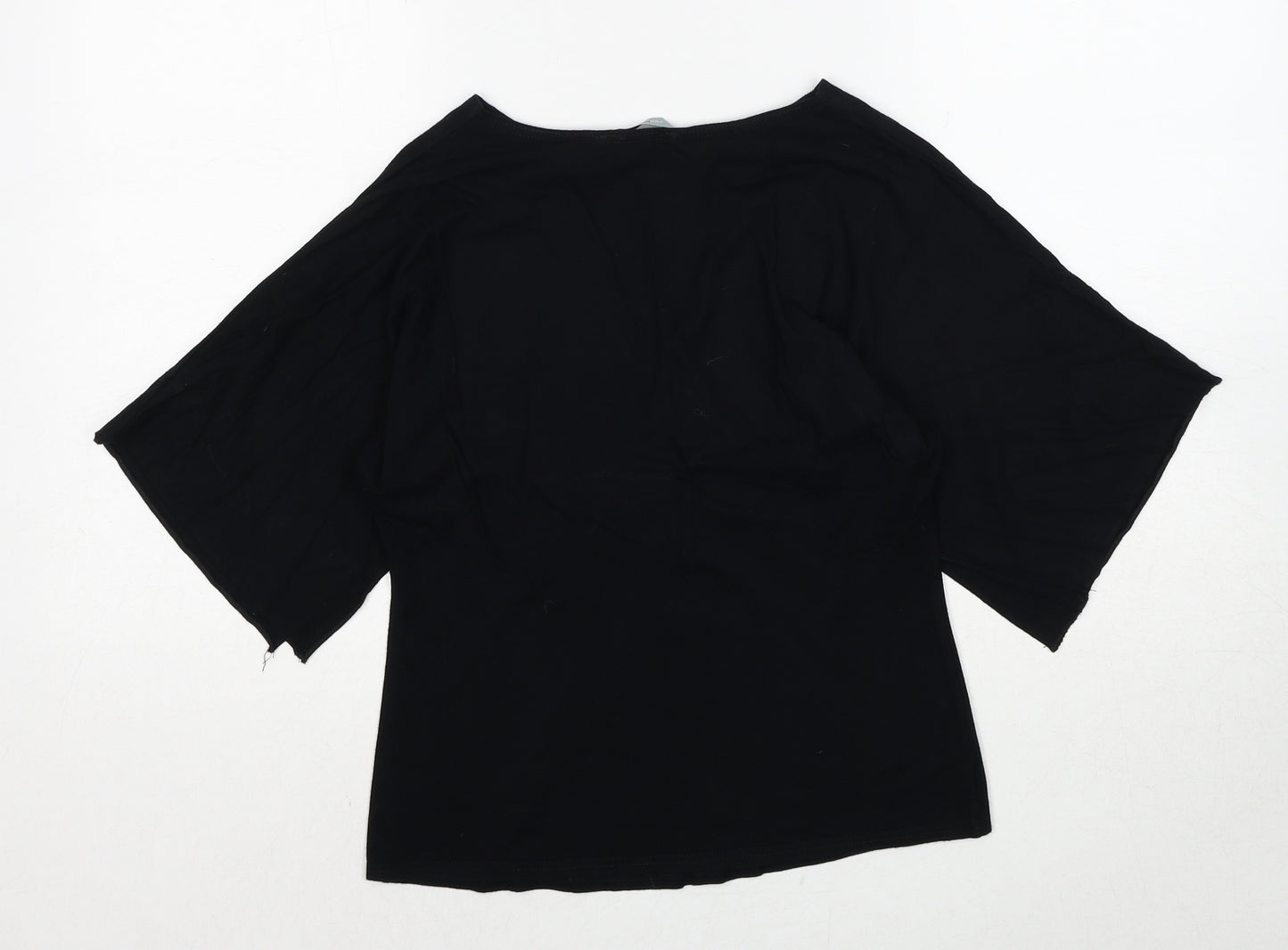 Red Herring Womens Black Viscose Basic Blouse Size 10 V-Neck - Lace Detail