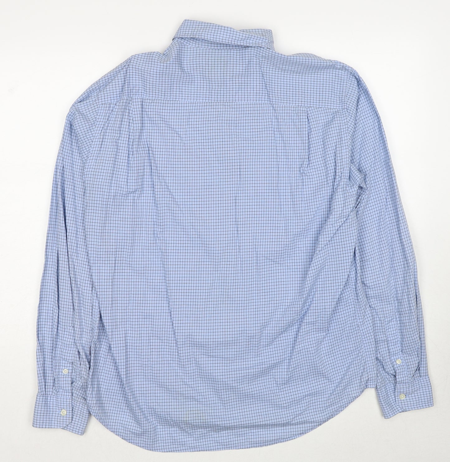 Gap Mens Blue Check Cotton Button-Up Size M Collared Button