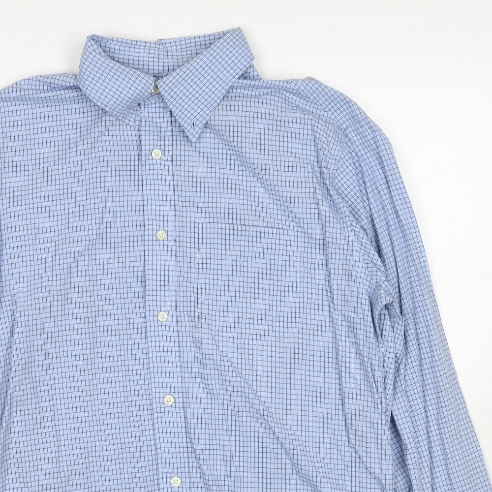 Gap Mens Blue Check Cotton Button-Up Size M Collared Button
