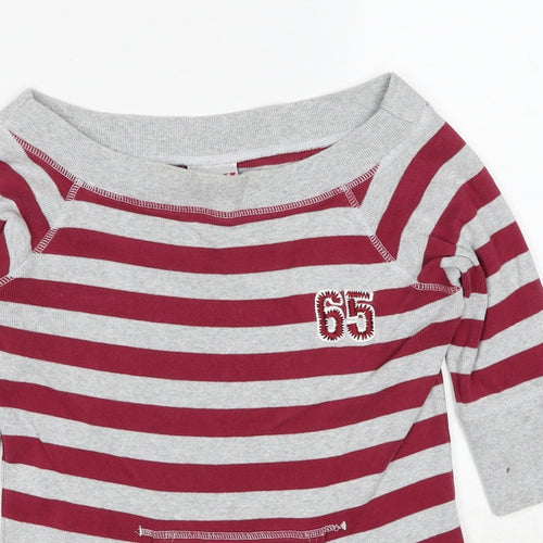 NEXT Girls Grey Striped Cotton Pullover Sweatshirt Size 9-10 Years Pullover