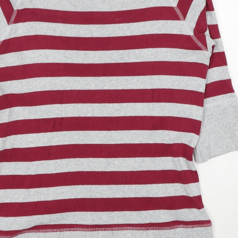 NEXT Girls Grey Striped Cotton Pullover Sweatshirt Size 9-10 Years Pullover