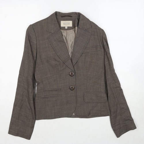 NEXT Womens Brown Check Wool Jacket Suit Jacket Size 6