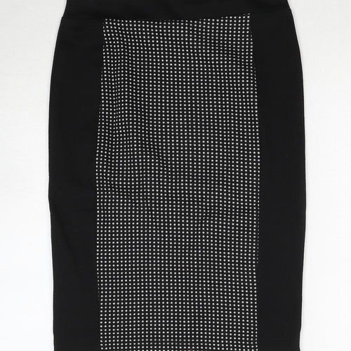 Debenhams Womens Black Polka Dot Polyester Straight & Pencil Skirt Size 10