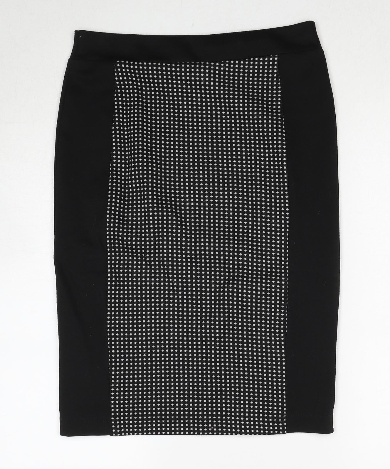 Debenhams Womens Black Polka Dot Polyester Straight & Pencil Skirt Size 10