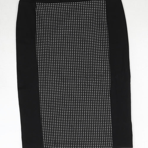 Debenhams Womens Black Polka Dot Polyester Straight & Pencil Skirt Size 10