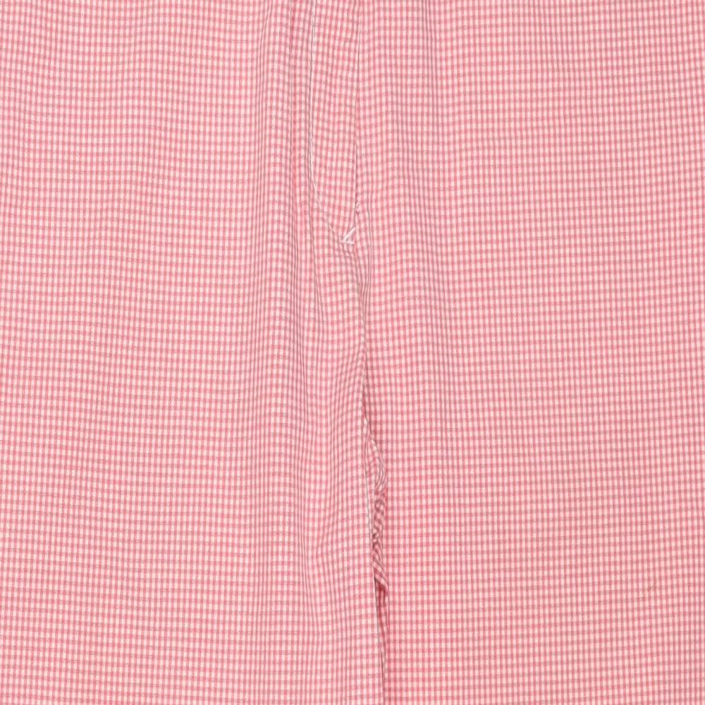 Tommy Hilfiger Womens Red Check Cotton Trousers Size 12 Regular Zip