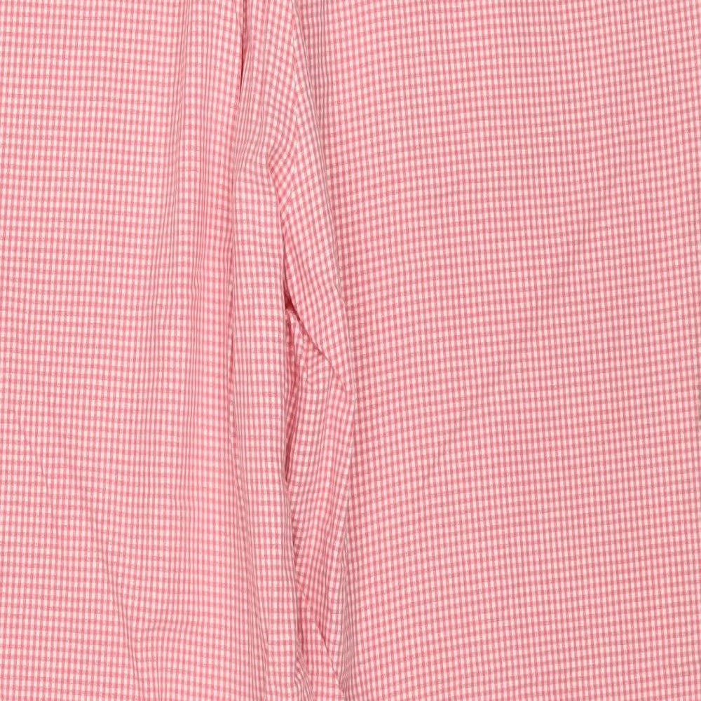 Tommy Hilfiger Womens Red Check Cotton Trousers Size 12 Regular Zip