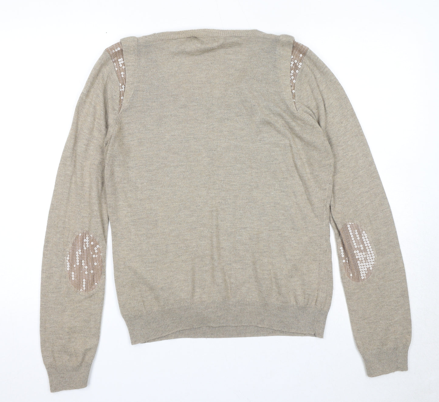 Dorothy Perkins Womens Beige Round Neck Acrylic Pullover Jumper Size 14