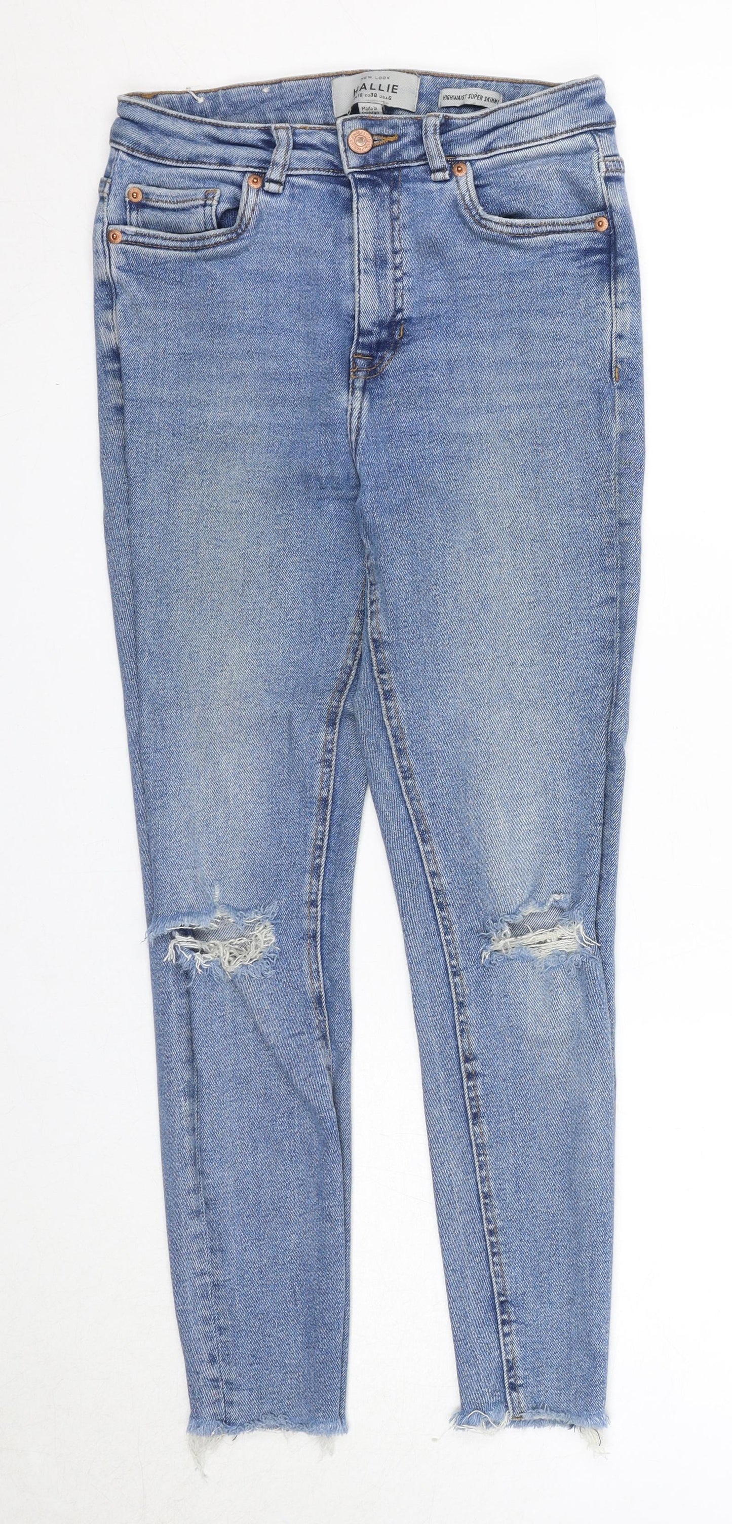 New Look Womens Blue Cotton Skinny Jeans Size 10 Regular Zip