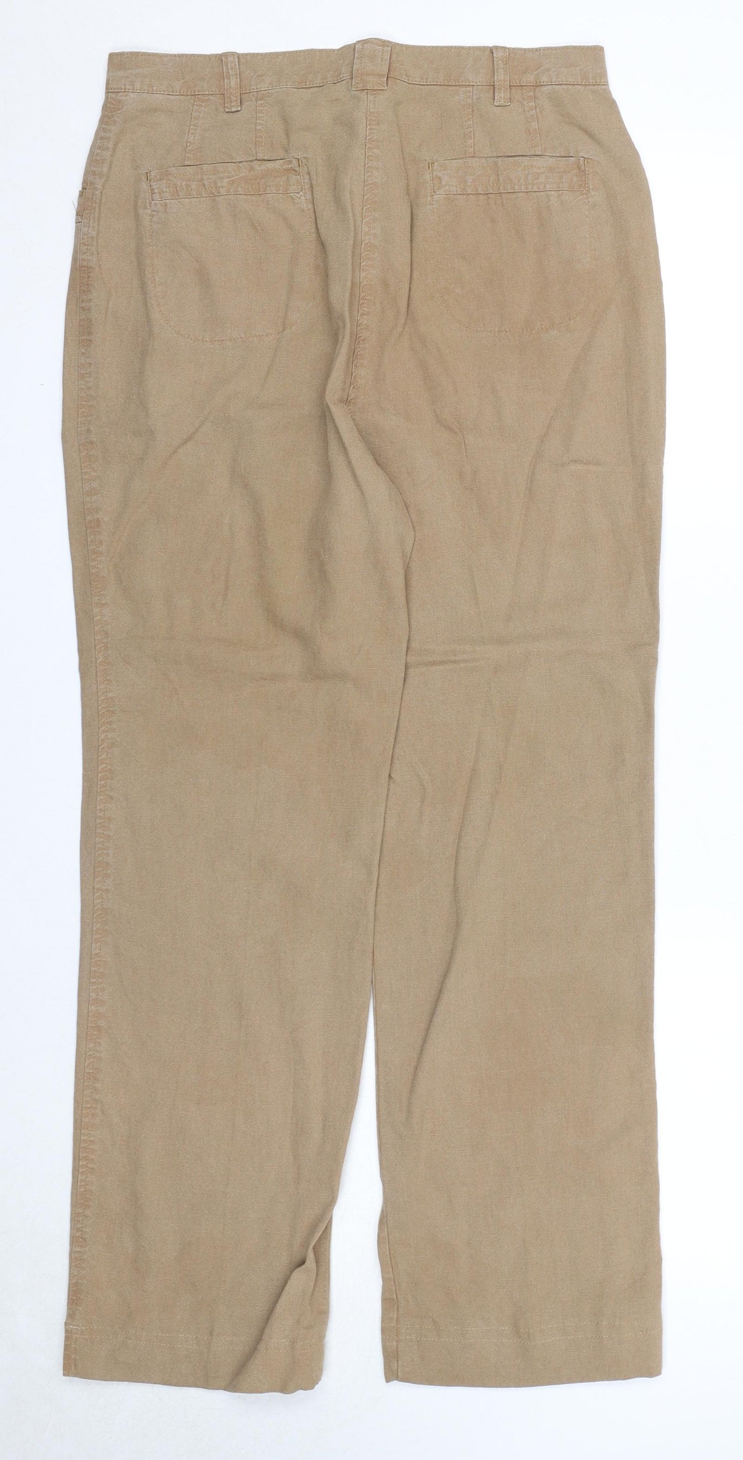Gina B Womens Beige Linen Trousers Size 14 Regular Zip