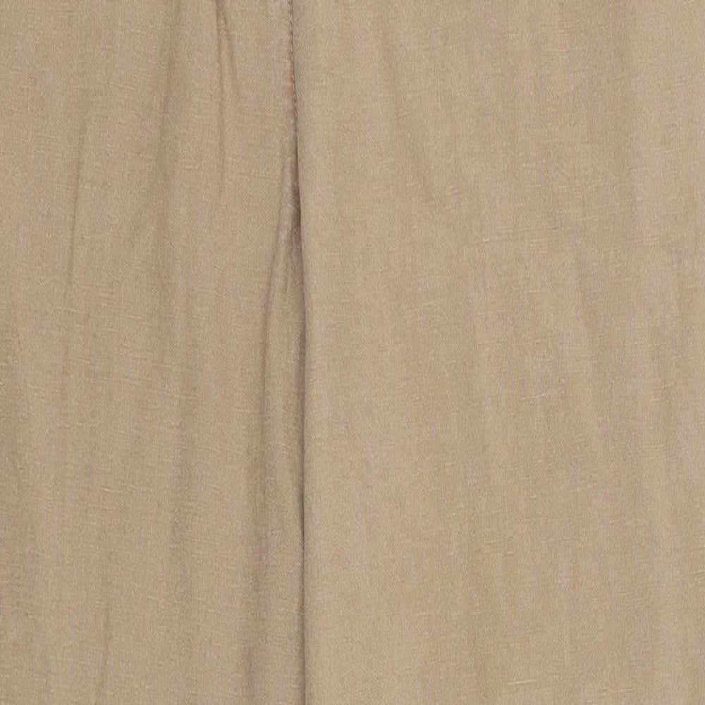 Gina B Womens Beige Linen Trousers Size 14 Regular Zip