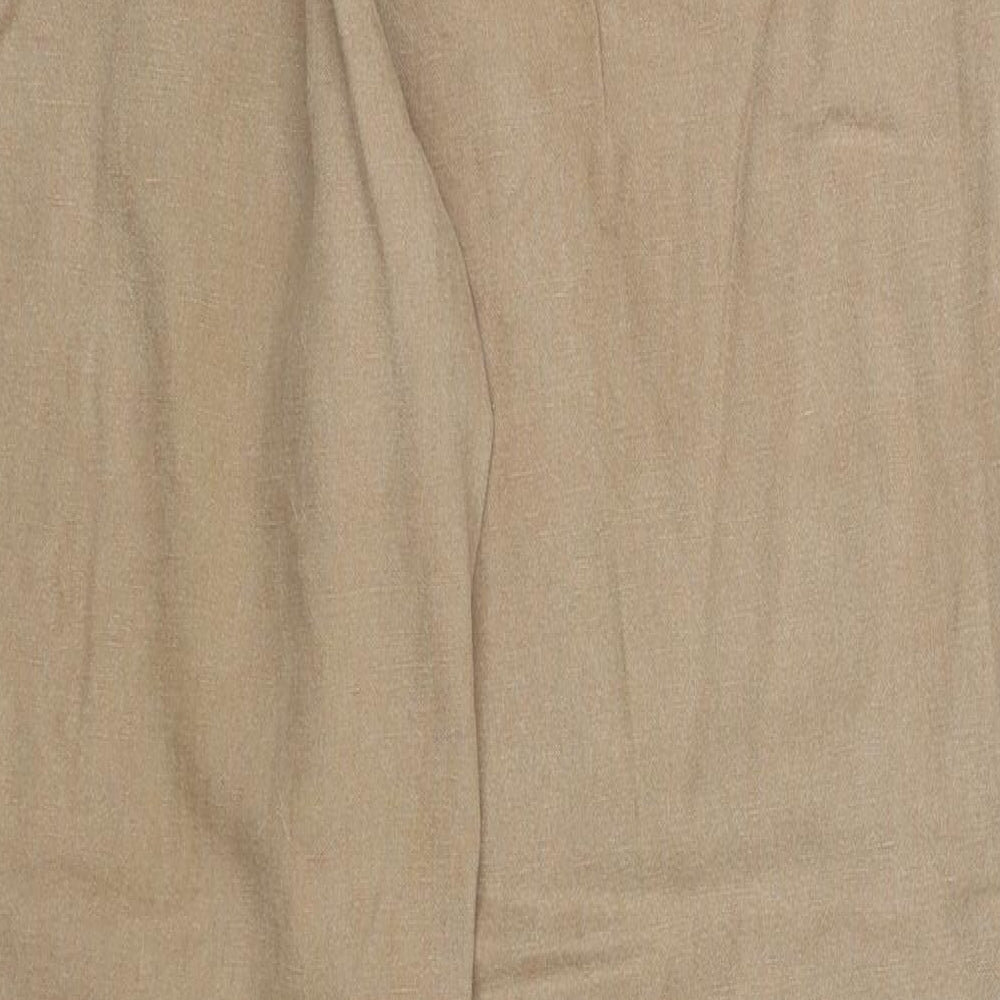 Gina B Womens Beige Linen Trousers Size 14 Regular Zip