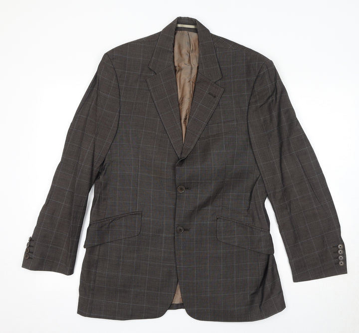 NEXT Mens Brown Check Wool Jacket Blazer Size 38 Regular