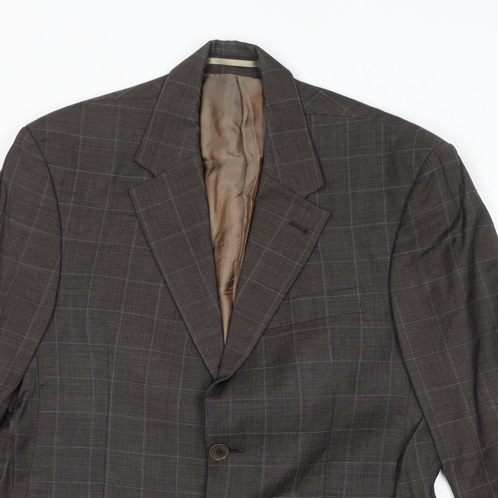 NEXT Mens Brown Check Wool Jacket Blazer Size 38 Regular