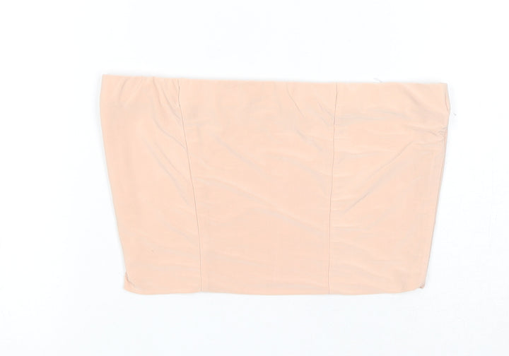 PRETTYLITTLETHING Womens Pink Polyester Cropped Tank Size 8 Off the Shoulder