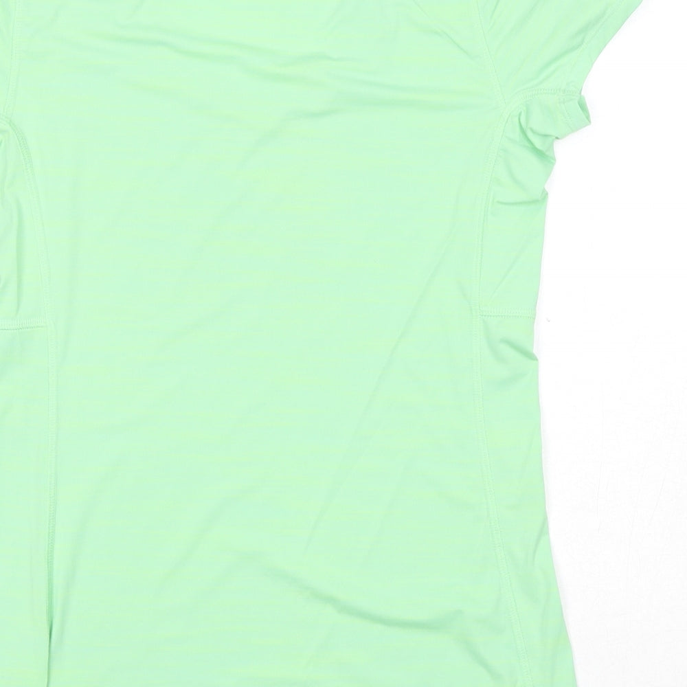 Reebok Womens Green Polyamide Pullover T-Shirt Size S V-Neck Pullover