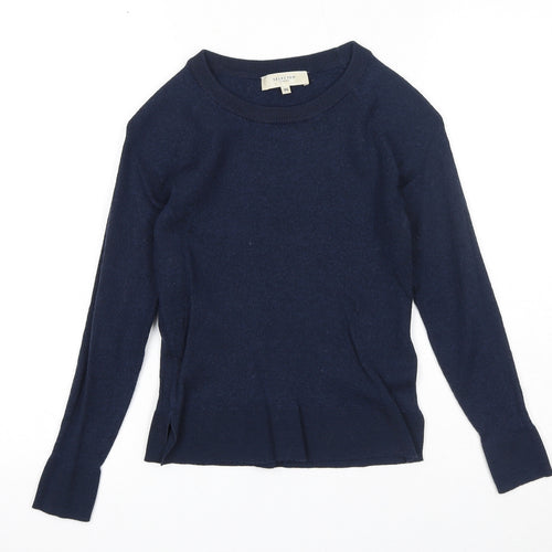 Selected Femme Womens Blue Round Neck Acrylic Pullover Jumper Size XS
