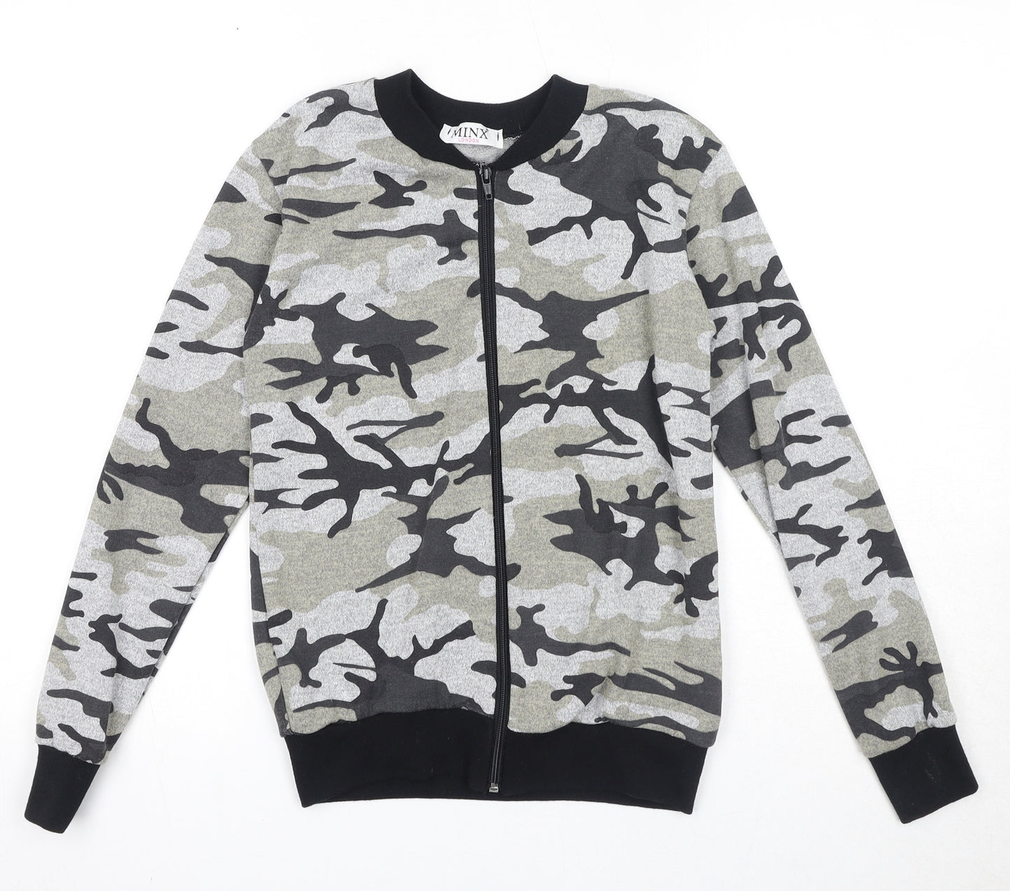 Minx Womens Multicoloured Camouflage Polyester Full Zip Sweatshirt Size S Zip